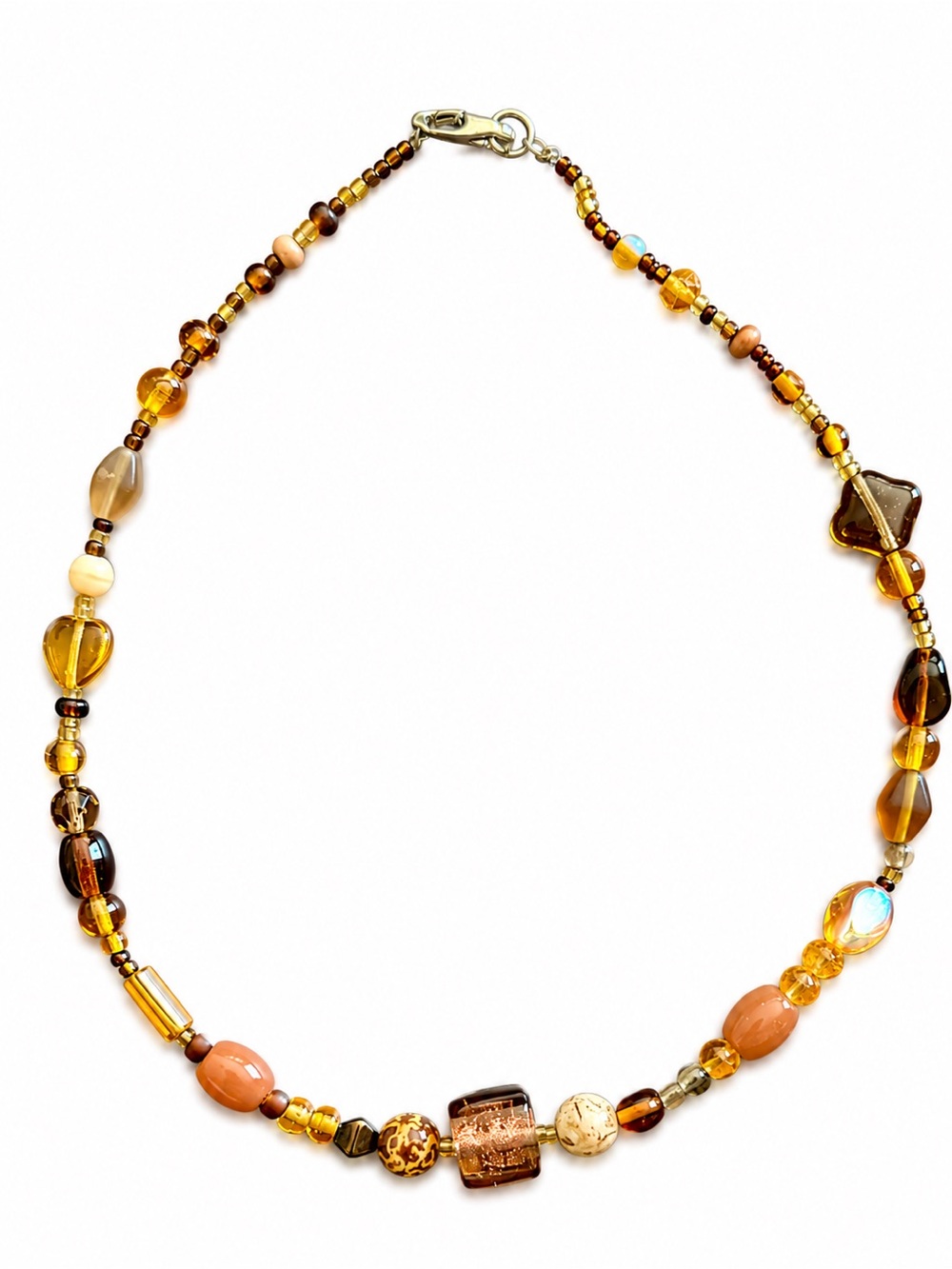 ANTHROPOLOGIE • Amber Earth Beaded Choker Necklace Artisan Glass Statement